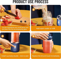 Portable Juicer Blender With Shaker Bottle, Multicolor, 400 ml Capacity