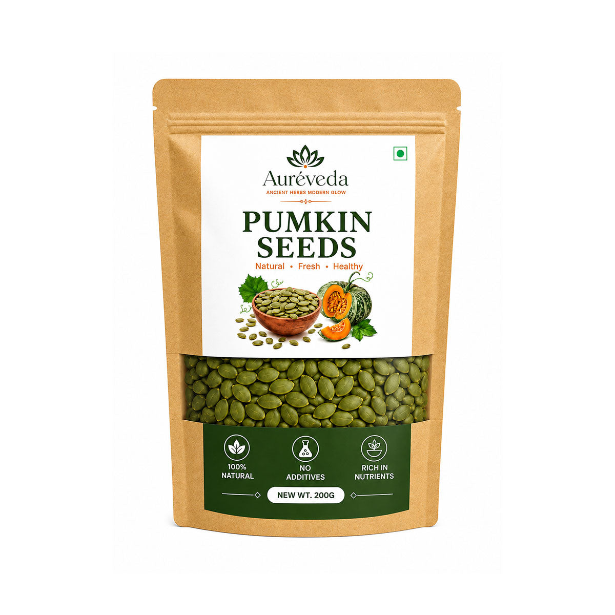 Aureveda Pumpkin Seeds 200g - 30g Protein per 100g | Rich in Zinc