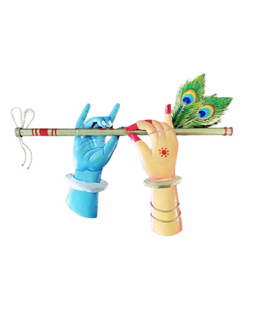 Radha Krishna Hand's Flutes, 16 Inch x 20 Inch