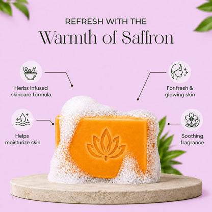 Herbal Bath Bar Soap for Deep Cleansing & Skin Brightening 100g (Saffron & Sandalwood (Pack of 1)
