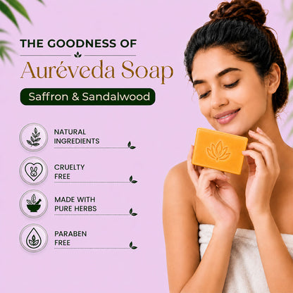 Herbal Bath Bar Soap for Deep Cleansing & Skin Brightening 100g (Saffron & Sandalwood (Pack of 2)