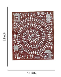 Tarpa Dance Warli Painting, 10 Inch x 12 Inch