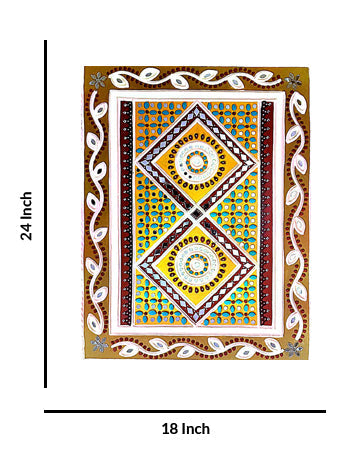 Traditional Mandala Lippan Art Tapestry, 18 Inch x 24 Inch