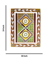 Traditional Mandala Lippan Art Tapestry, 18 Inch x 24 Inch