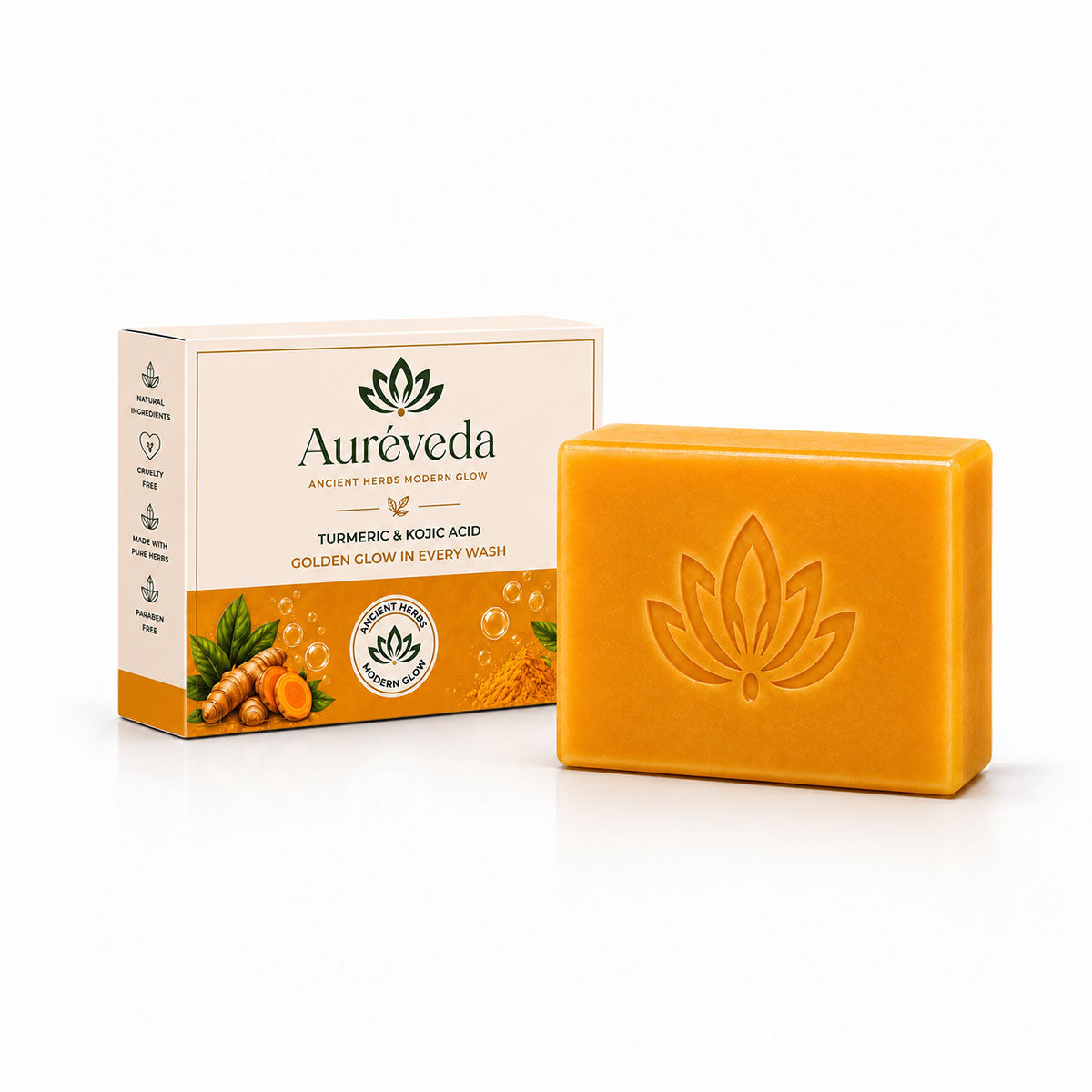 Turmeric & Kojic Acid Soap | Vegan Bath Bar | Deep Cleansing | Brightens Skin | Paraben-Free | Suitable for All Skin Types (Pack Of 1)