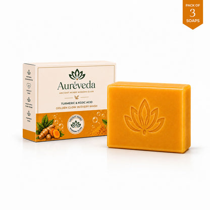 Turmeric & Kojic Acid Soap | Vegan Bath Bar | Deep Cleansing | Brightens Skin | Paraben-Free | Suitable for All Skin Types (Pack Of 3)