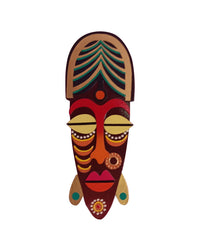 Vibrant Tribal Mask Wall Hanging, 12 Inch x 4 Inch