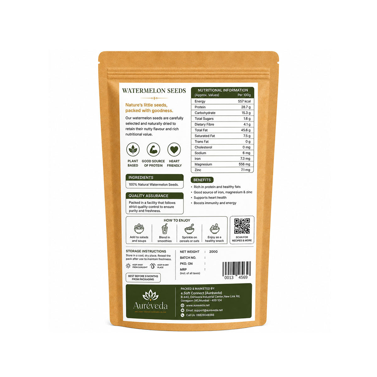 Aureveda Watermelon Seeds 250g - High in Protein | Magaj Seeds