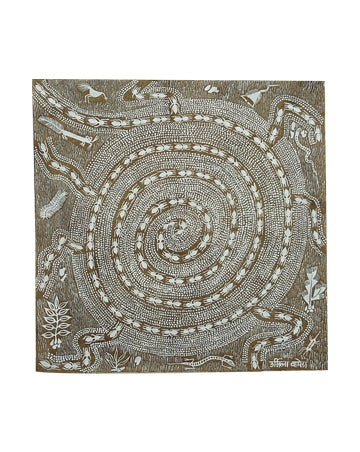 Vibrancy Of Life Around An Anthill Tribal Warli Art, 12 Inch x 12 Inch