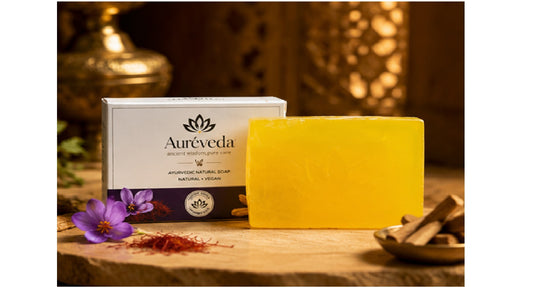 Aureveda Soaps Paraben Free | Chandan & Kesar Bath Soap | Skin Brightening Soap For Men & Women