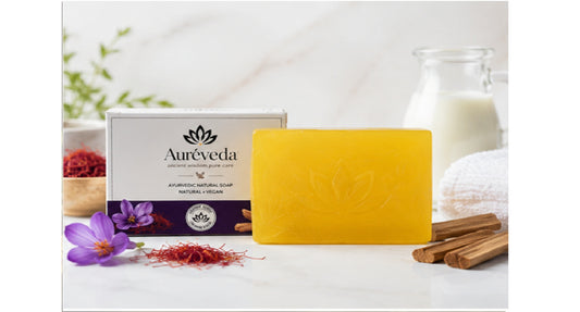 Aureveda Soaps Paraben Free | Chandan & Kesar Bath Soap | Skin Brightening Soap For Men & Women
